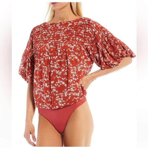 Free People Dessa Bodysuit Rust Combo - Picture 4 of 16